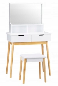 Toaletka kosmetyczna biurko z lustrem + taboret Go
