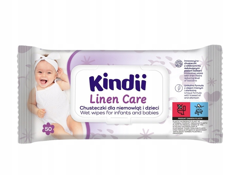 KINDII Chusteczki dla niemowląt i dzieci Linen Care 50szt