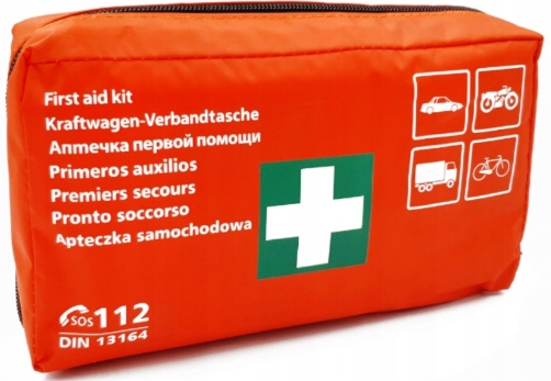 APTECZKA pierwszej pomocy SAMOCHODOWA EUROPA DIN 13164 MAX WYPOSAŻENIE