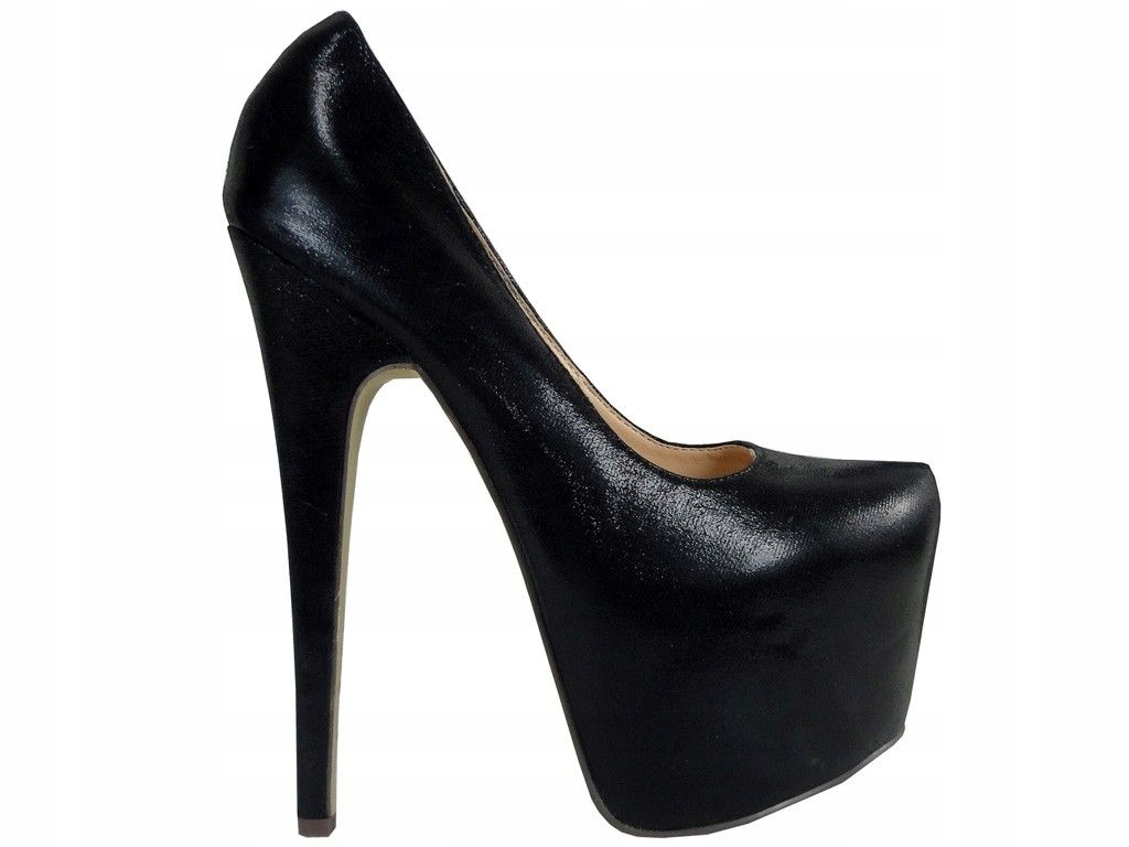 Wysokie czarne szpilki na platformie high heels 36