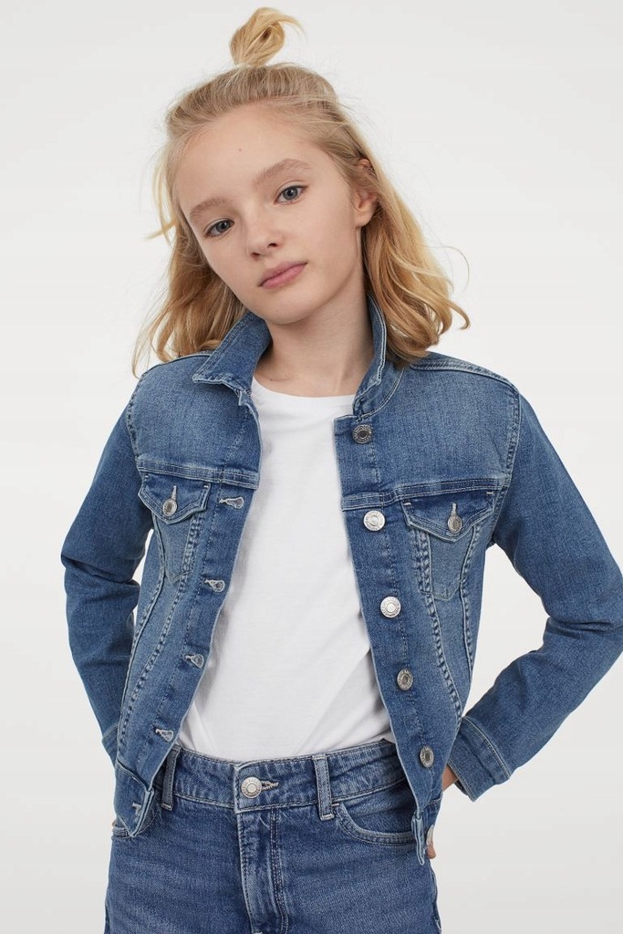 H&M ŚLICZNA KURTKA DŻINSOWA JEANS CIEMNA 158