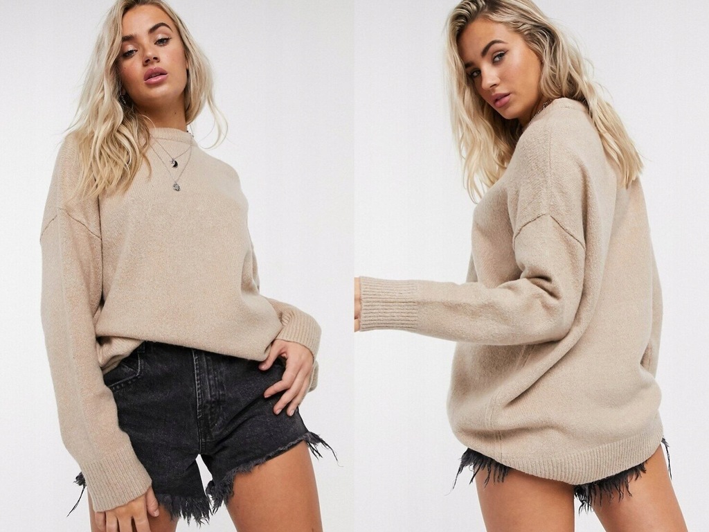Bershka Camelowy sweter oversize XS