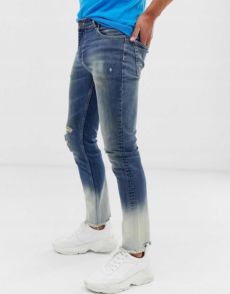 ASOS__XDI SPODNIE JEANSOWE Z DZIURAMI__W30/L32