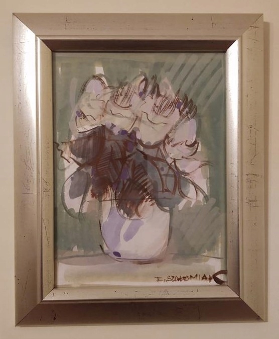 Obraz – kwiaty w wazonie, Elżbieta Szołomiak