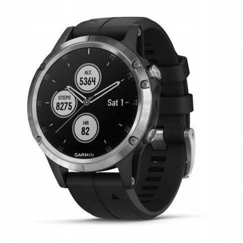 GARMIN Fenix 5 Plus Srebrny czarny pasek