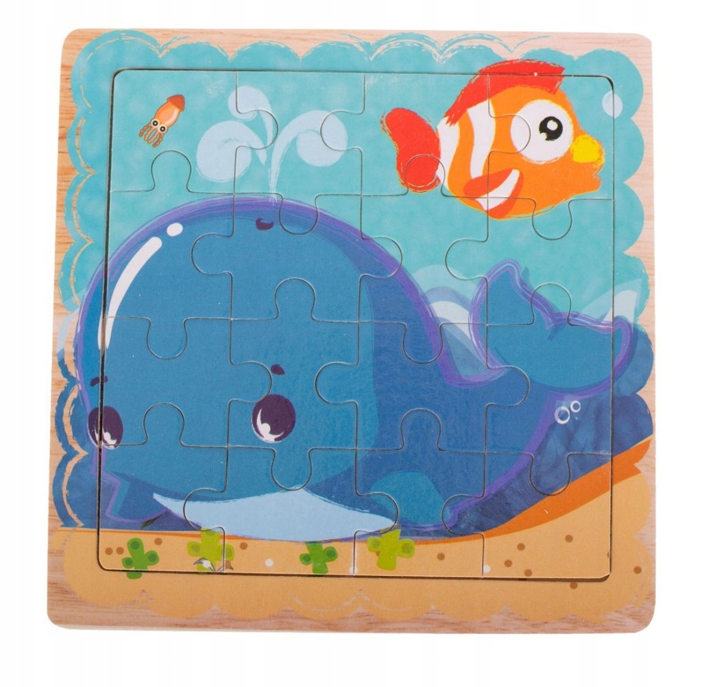 Puzzle drewniane układanka delfin 12el. 15x15 cm