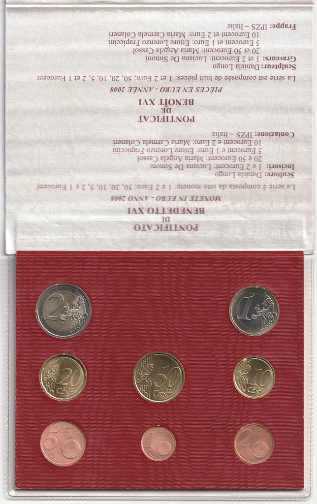 Watykan 2006 Benedykt XVI zestaw 1 cent - 2 euro