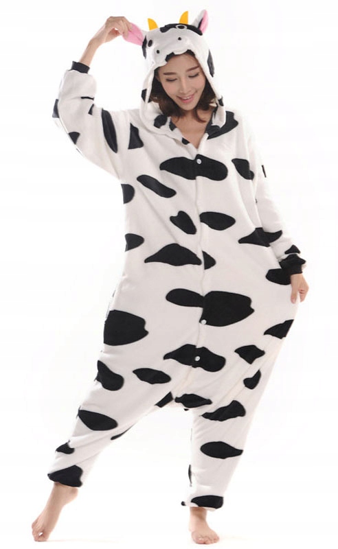 KOMPLET DRESOWY ONESIE KIGURUMI PIŻAMA KROWA M 38