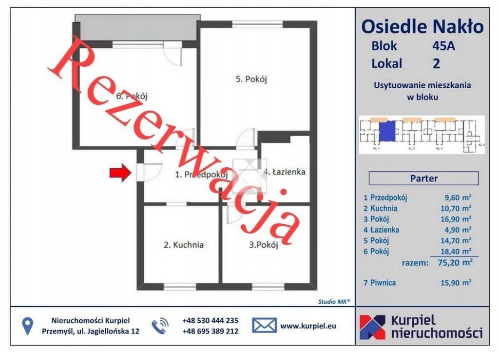 Mieszkanie, Nakło, Stubno (gm.), 75 m²