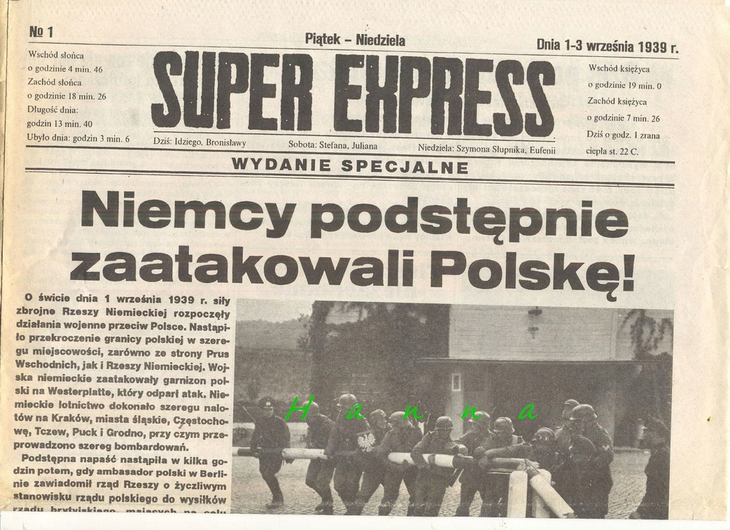 Super Express 1-3 września 1939