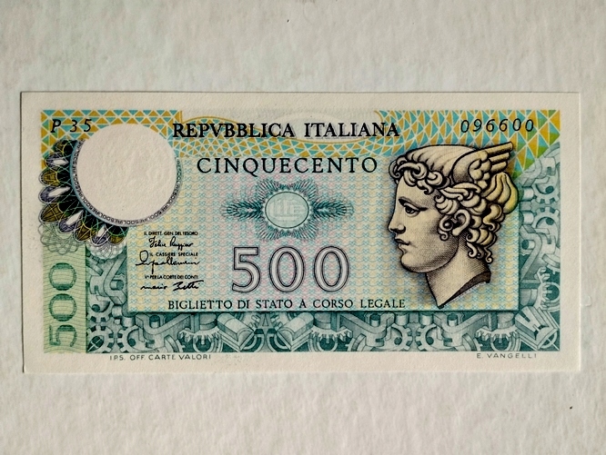 WŁOCHY - 500 lirów 1979, P-94, st. UNC, piękny banknot !!!