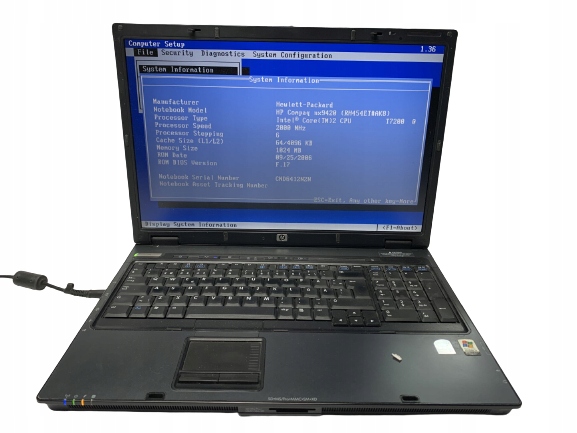HP Compaq nx9420 17'' C2D T7200 1GB BIOS OK XJ300