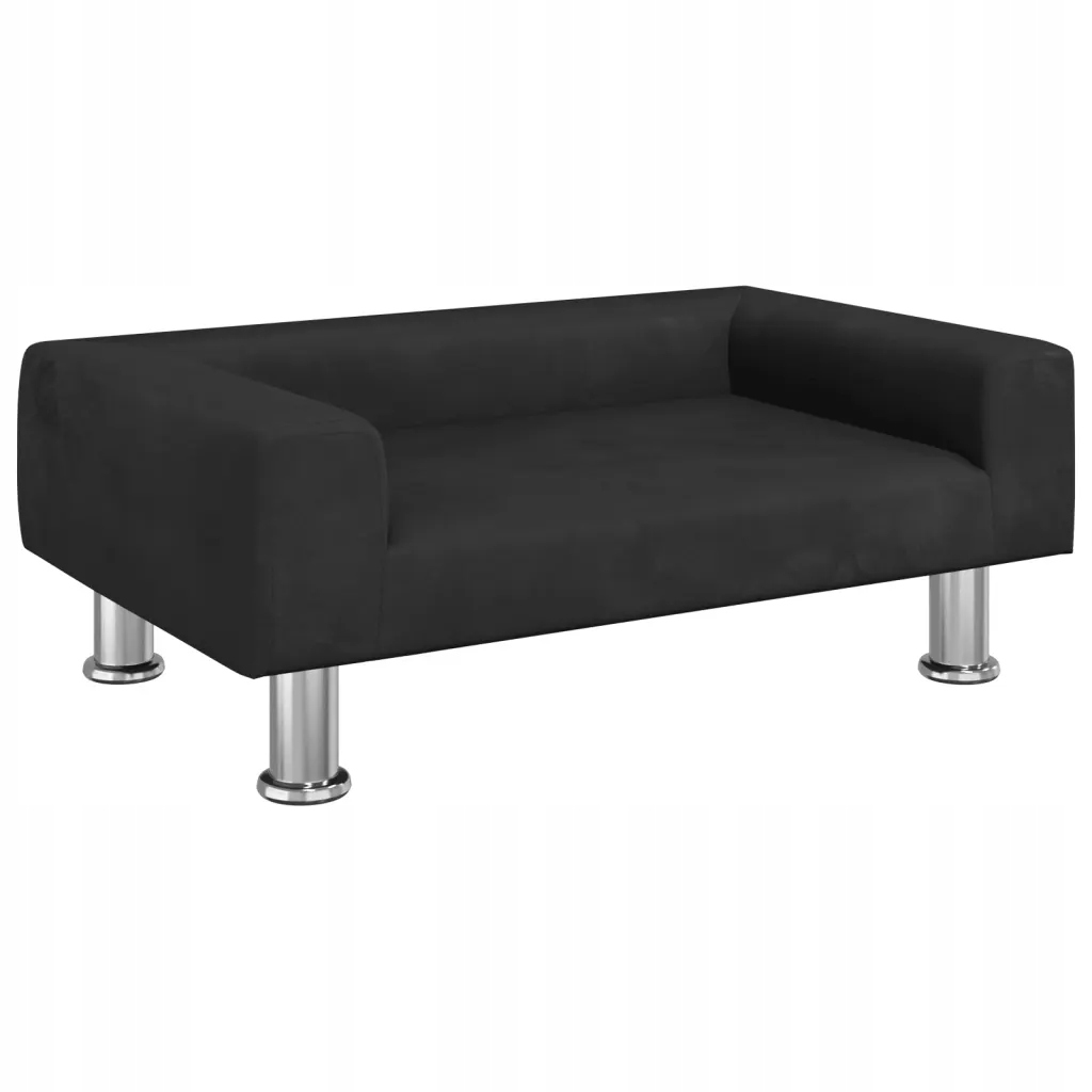 Sofa dla dzieci, czarna, 70x45x26,5 cm, aksamitna