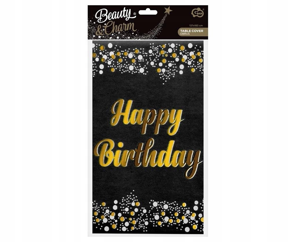 OBRUS FOLIOWY B&C HAPPY BIRTHDAY CZARNY 137X183CM