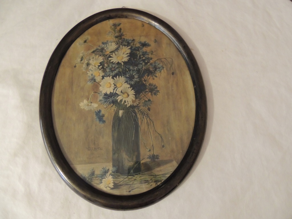 HANS LENTZ -1868-1946 - KWIATY W WAZONIE - OLEJ