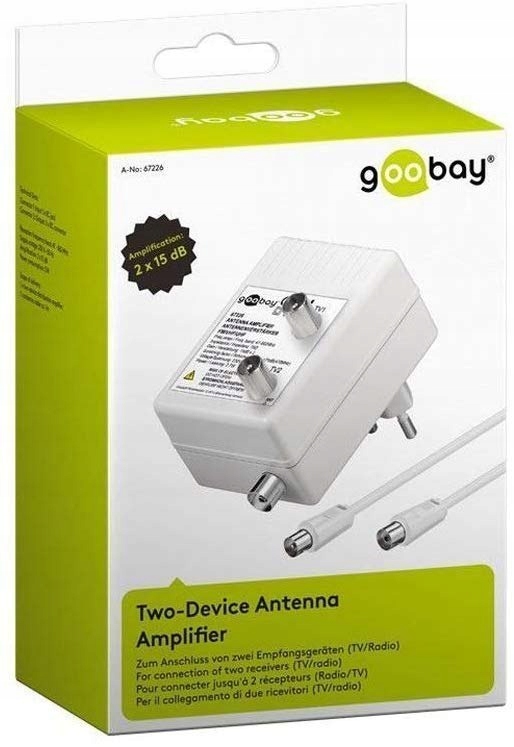 Goobay Wzmacniacz antenowy DVB-T/T2/C 2x TV 2x15dB