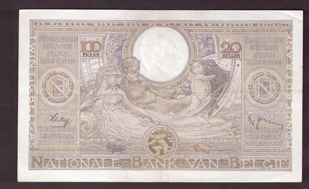 Belgia - banknot - 100 Frank 1938 rok