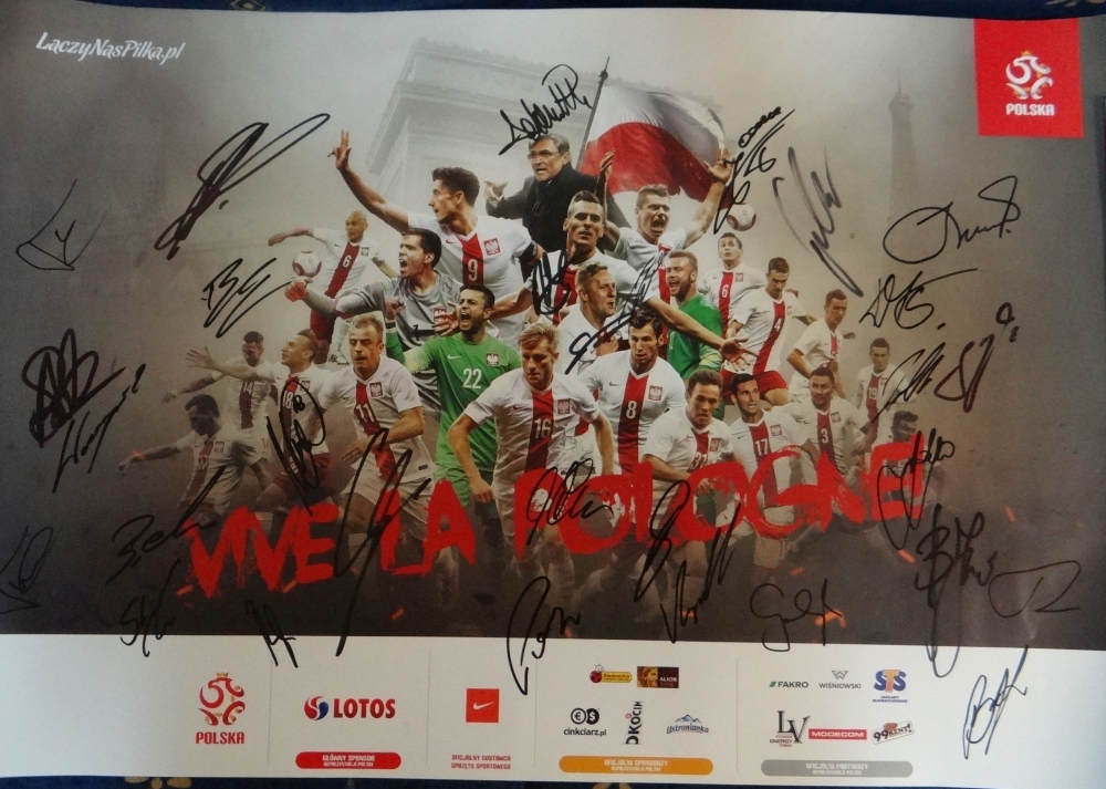 Plakat reprezentacji Polski 2016 z autografami