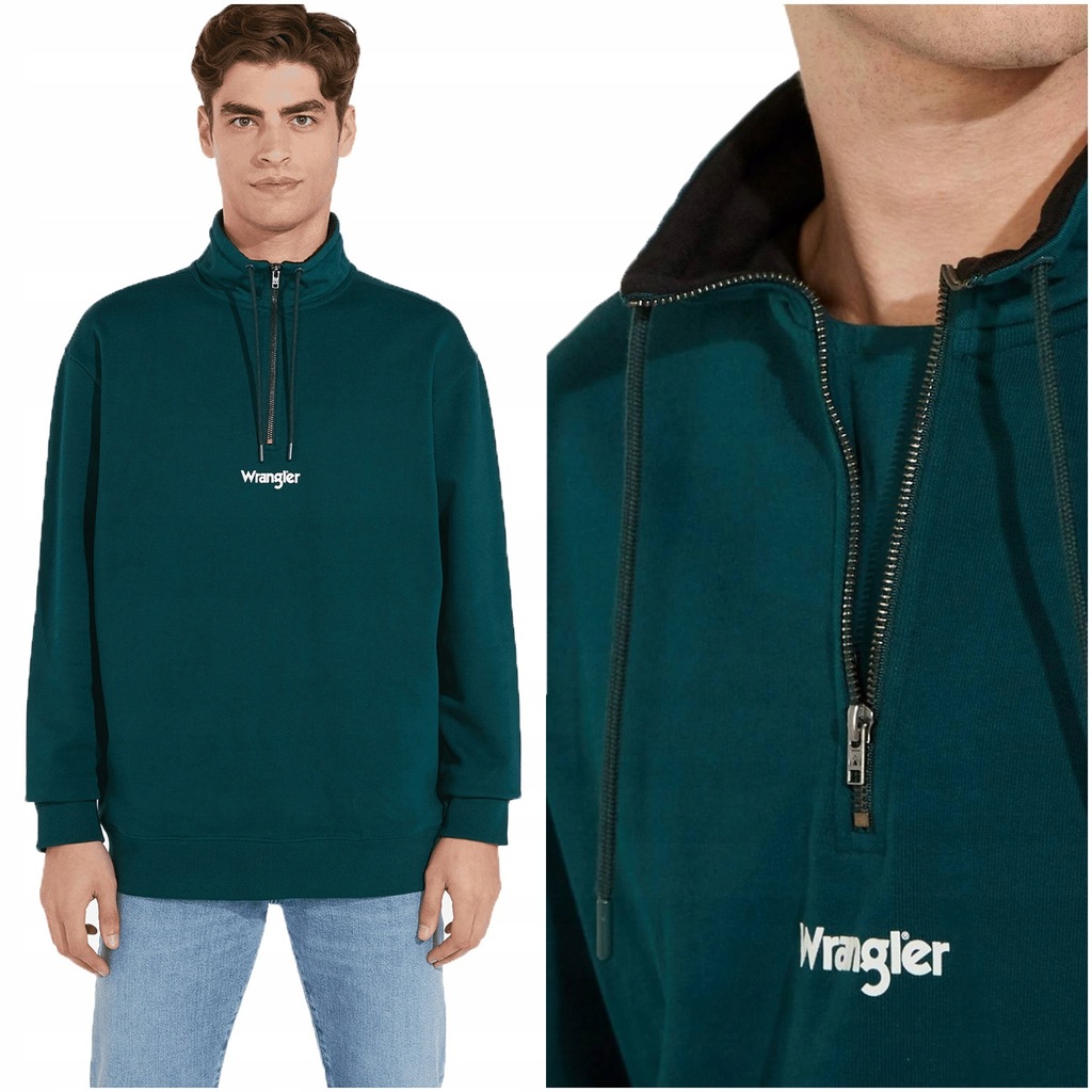 WRANGLER HALF ZIP MĘSKA BLUZA GOLF NADRUK LOGO M