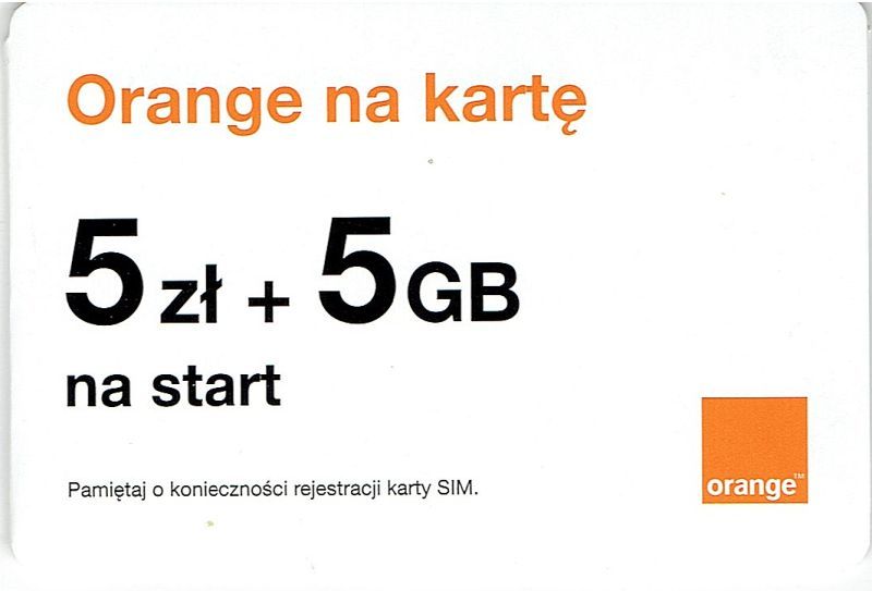 ORANGE na Kartę starter 5zł+5GB nowy  / Kraków /