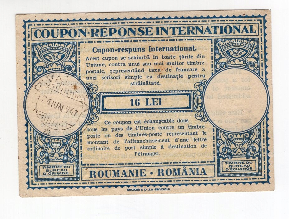 Międzynarodowy Kupon na Odpowiedź Rumunia 16 lei