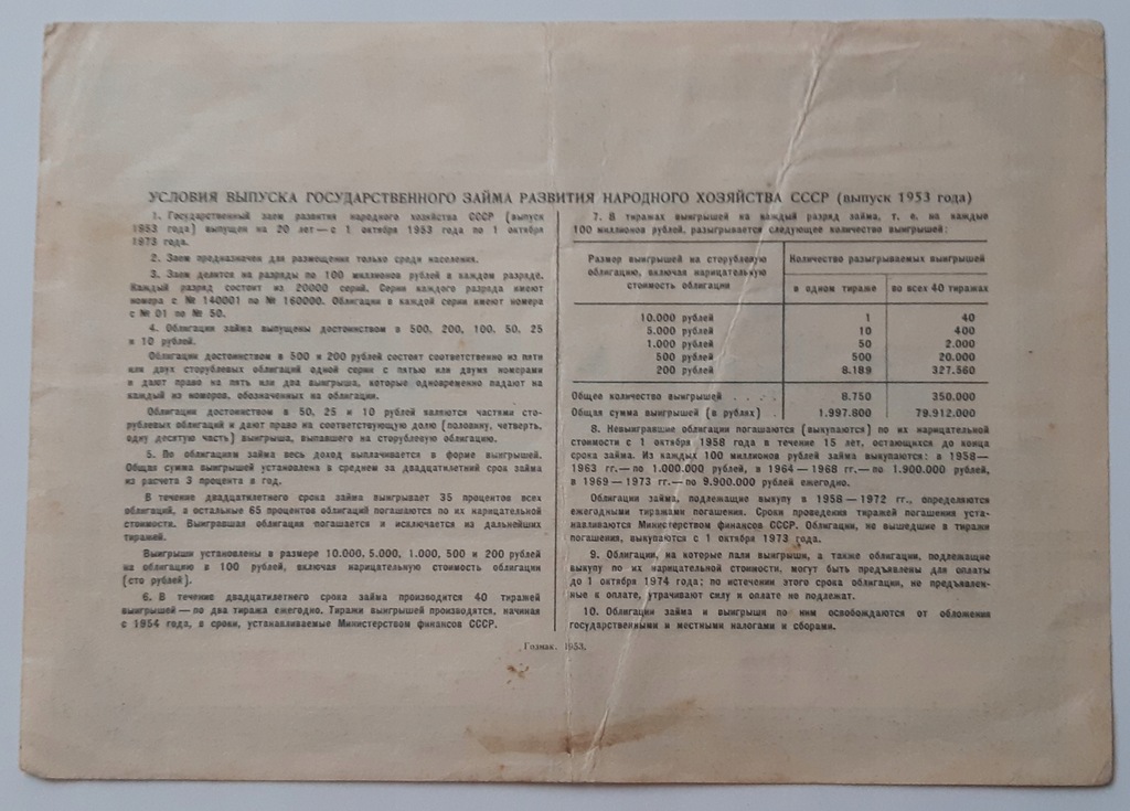 Купить Облигация СССР 100 рублей 1953 года.: отзывы, фото, характеристики в интерне-магазине Aredi.ru
