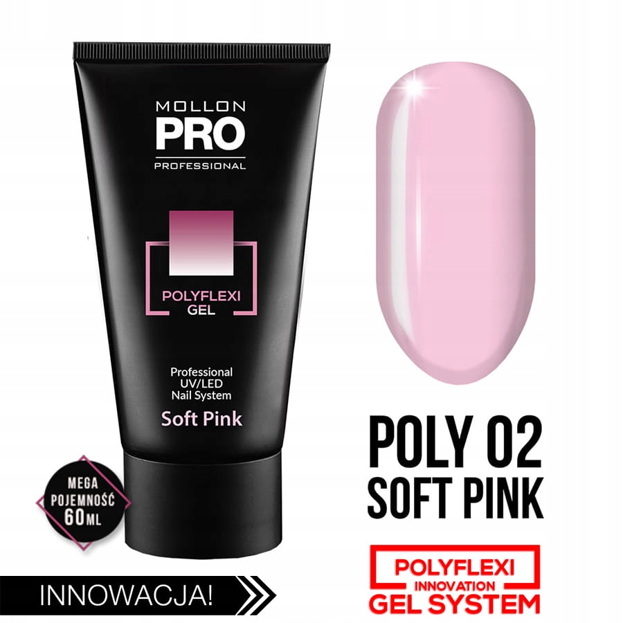 MOLLON PRO PolyFlexi Gel 02.SOFT PINK 60ml-akrylożel do stylizacji paznokci