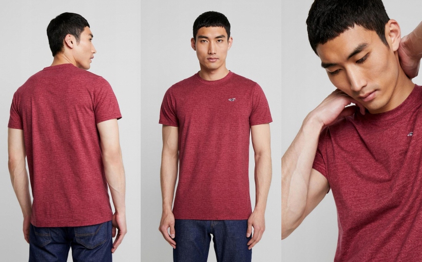 X14594Y Z01 HOLLISTER CO. T-SHIRT MELANŻ BORDO L