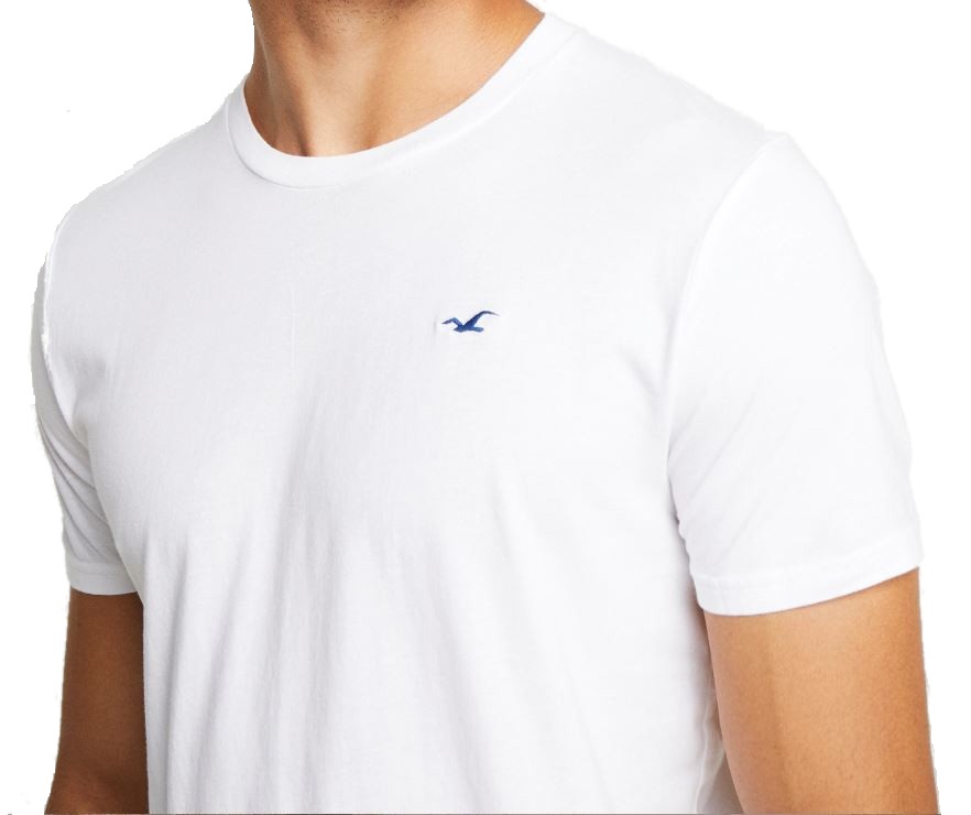 Hollister White T-Shirt Blue Logo O-Neck _ XL