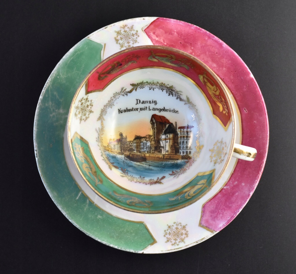 Danzig filiżanka mokka stara pamiątka Gdańsk Żuraw