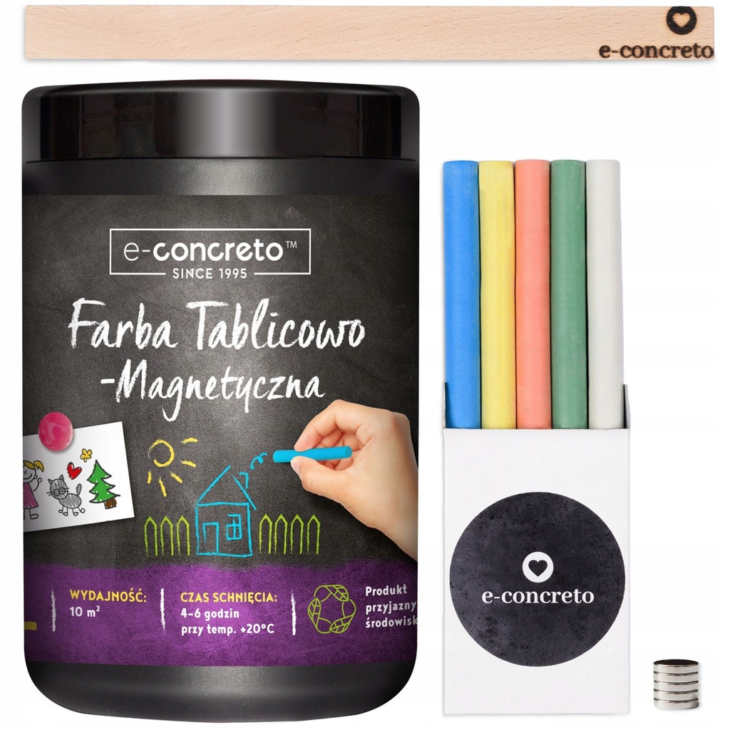 Farba Tablicowa Magnetyczna 1L + KREDA + MAGNES