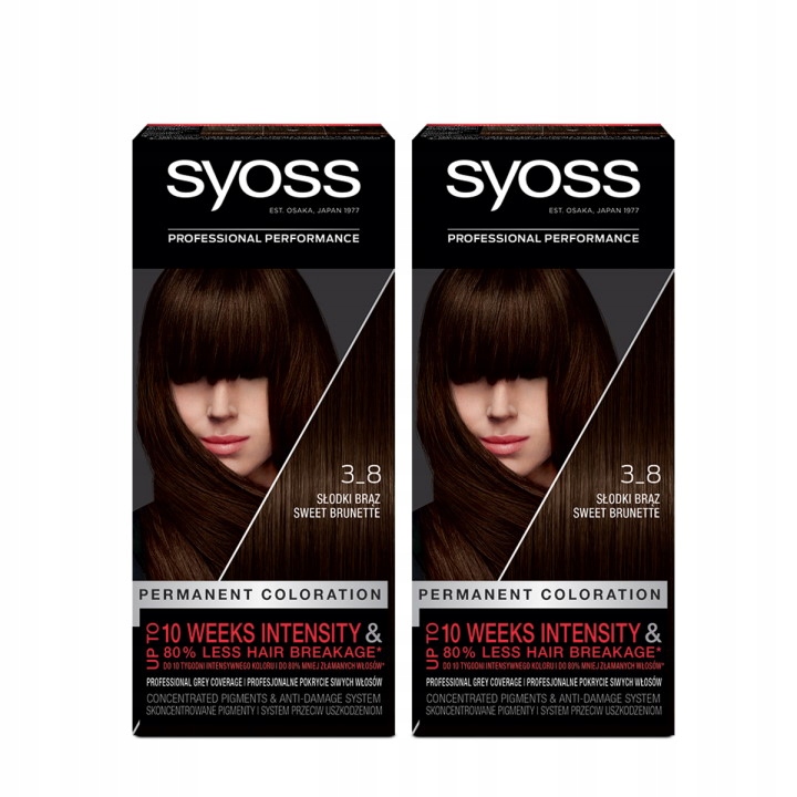 Syoss Farba do włosów 3-8 Słodki Brąz x2