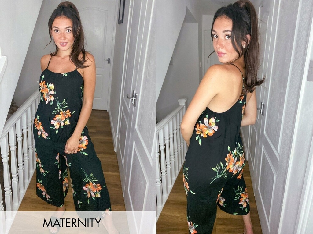 New Look Maternity Czarny kombinezon w kwiaty 3XL