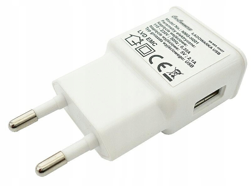 UNIWERSALNA ŁADOWARKA SIECIOWA 230V 1x USB 2,1A