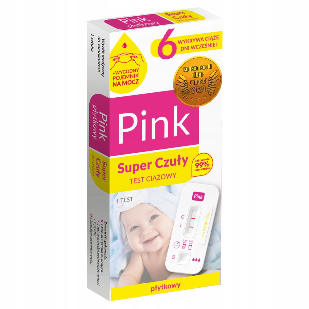 Pink Super czuły test ciążowy, wczesna ciążą