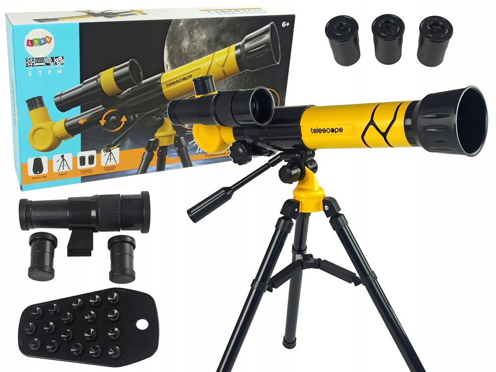 Scientific Educational Telescope With Yellow A Phone Holder