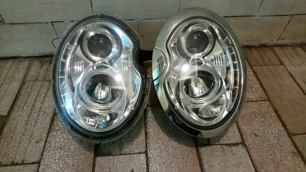 LAMPY PRZEDNIE MINI COOPER R50 R53 LED CHROM RINGI - 12987244162 ...