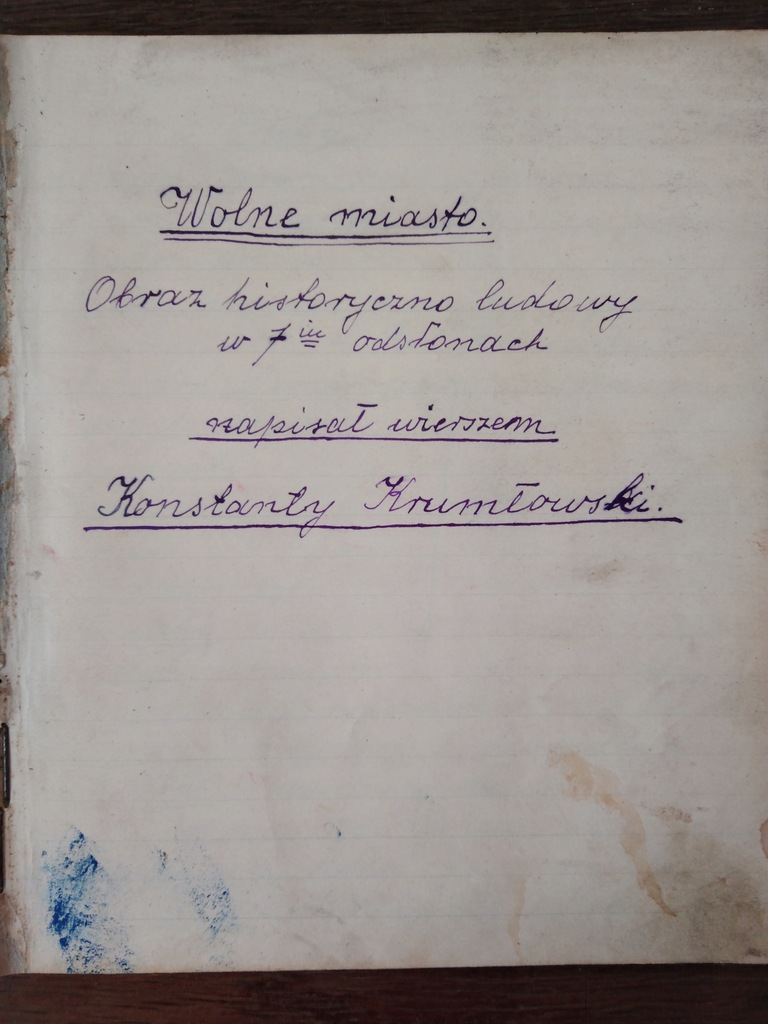 Konstanty Krumłowski, Wolne miasto