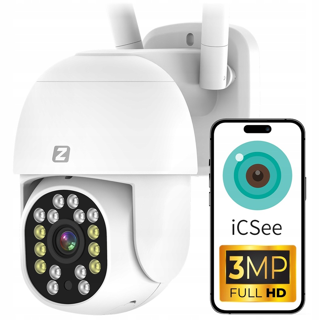 ZEWNĘTRZNA KAMERA OBROTOWA IP 3MPx 3MP WiFi ZOOMx4 FULL HD