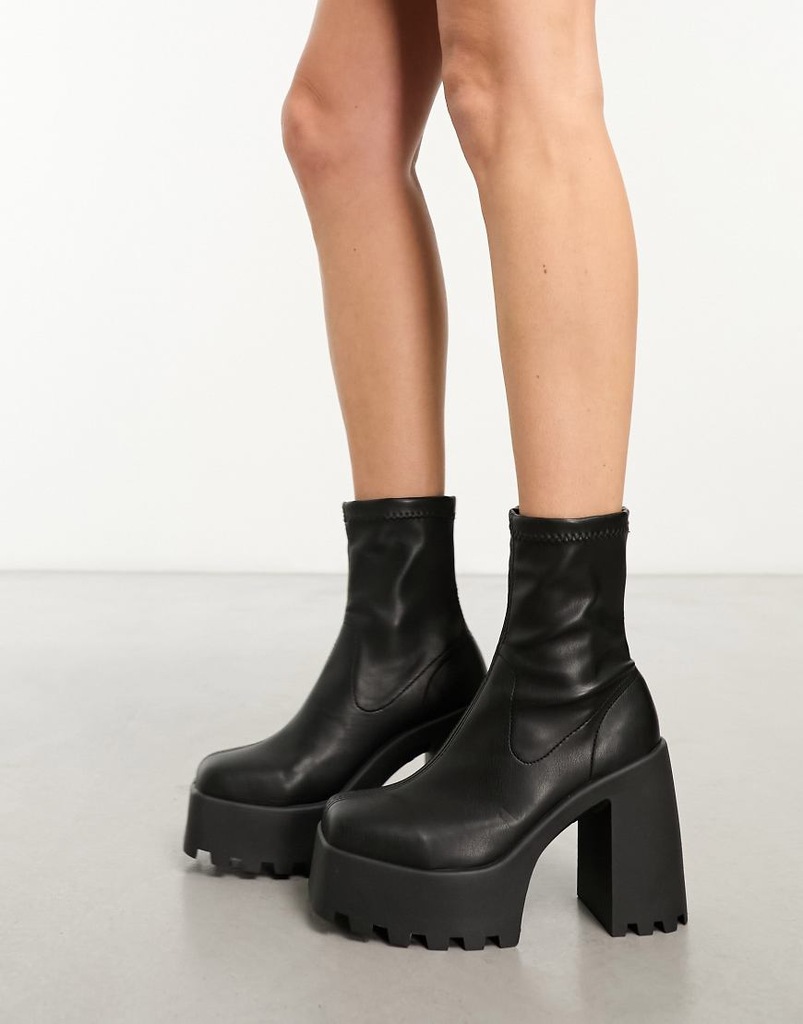 Asos Entice Czarne buty z elastyczną cholewką na platformie 38