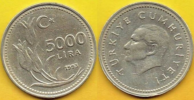 TURCJA 5000 Lira 1993 r.