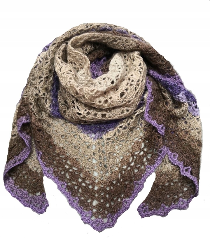 Duża chusta szydełkowa Hand made na zimę