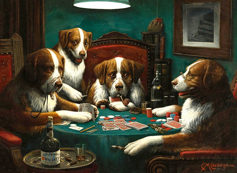 Cassius M. Coolidge, Psy grające w pokera, 63x46