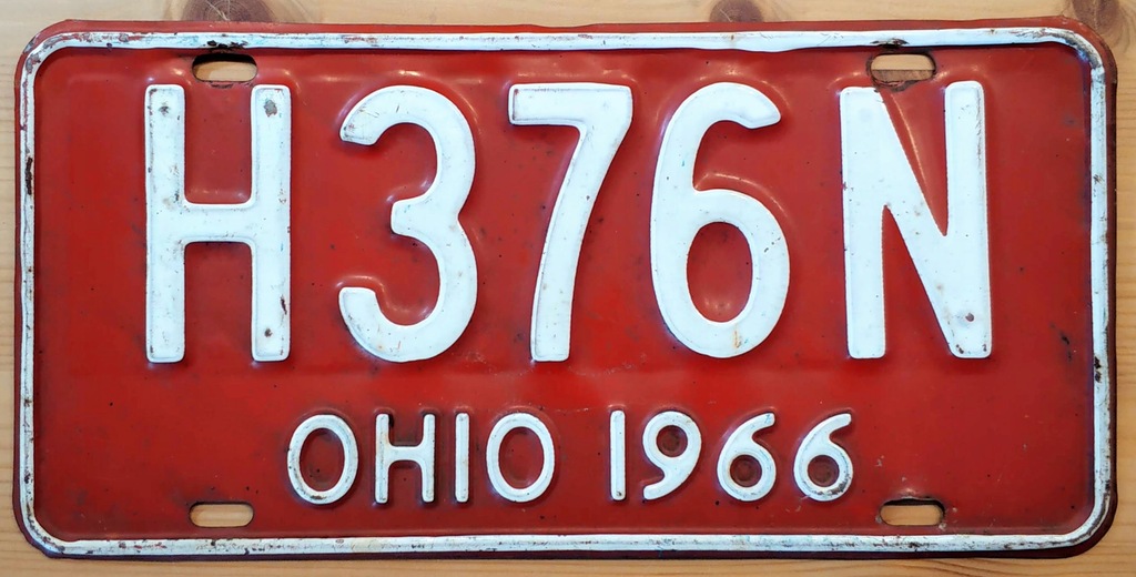 OHIO H376N tablica rejestracyjna USA rok 1966 oryg
