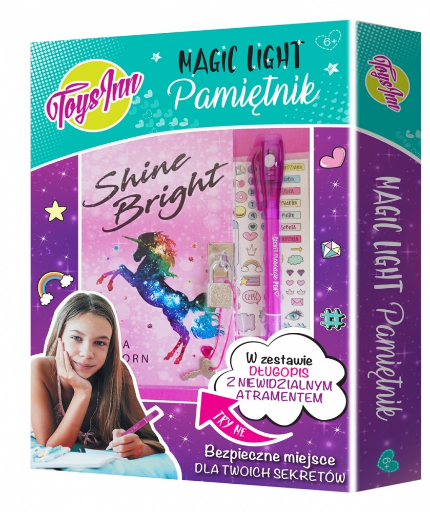 Pamiętnik Magic Light Unicorn - zestaw