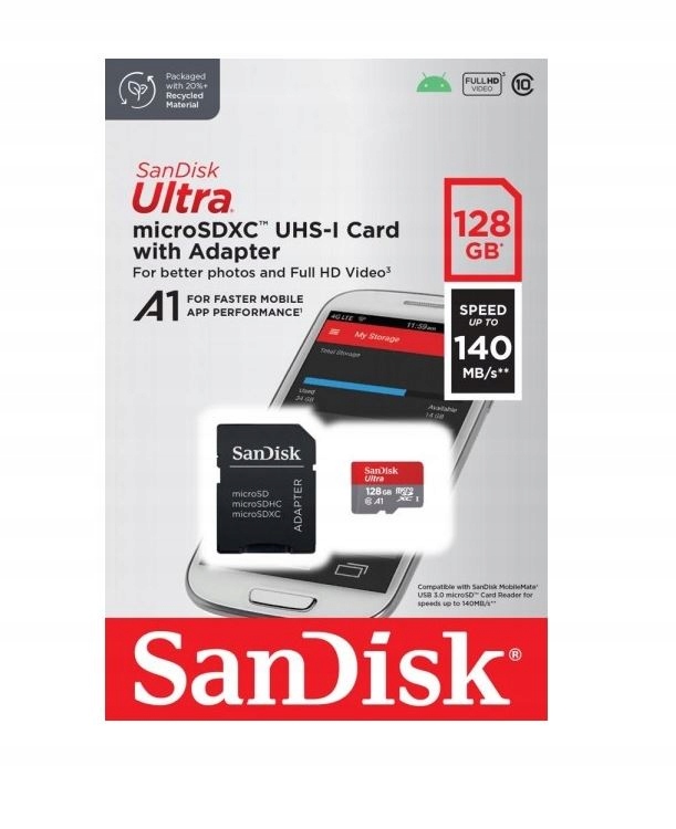 SanDisk Karta microSDXC 128GB 140MB/s + Adapter SD