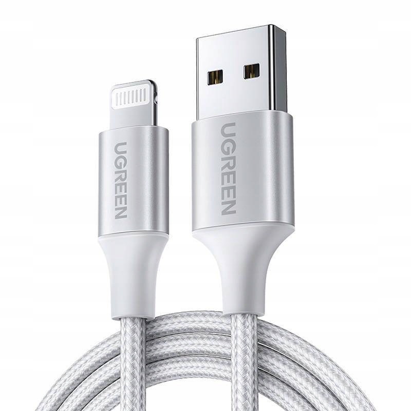 Kabel Lightning do USB UGREEN 2.4A , 2m srebrny