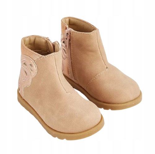 GEORGE buty botki Chelsea 22 beżowo różowe HOOLOGRAM MOTYLE na prezent