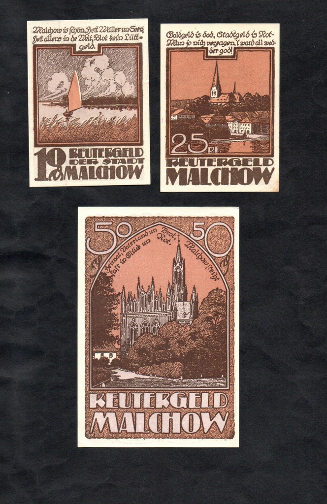 KOLEKCJA NIEMCY -- MALCHOW -- 1922 rok, 3 sztuki