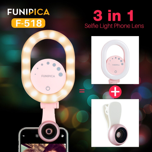 Lampa SELFIE 3w1 LED USB klips również Iphone